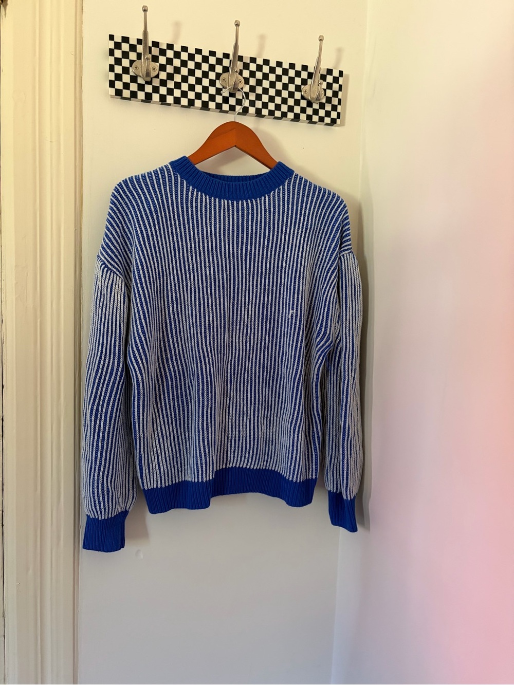 Blue & White Striped Crewneck Sweater